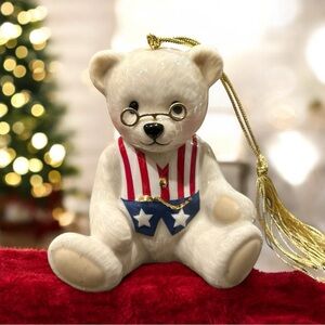 LENOX Teddy's 100th Anniversary Ornament - Ivory Bone China 24K Gold Plate Trim